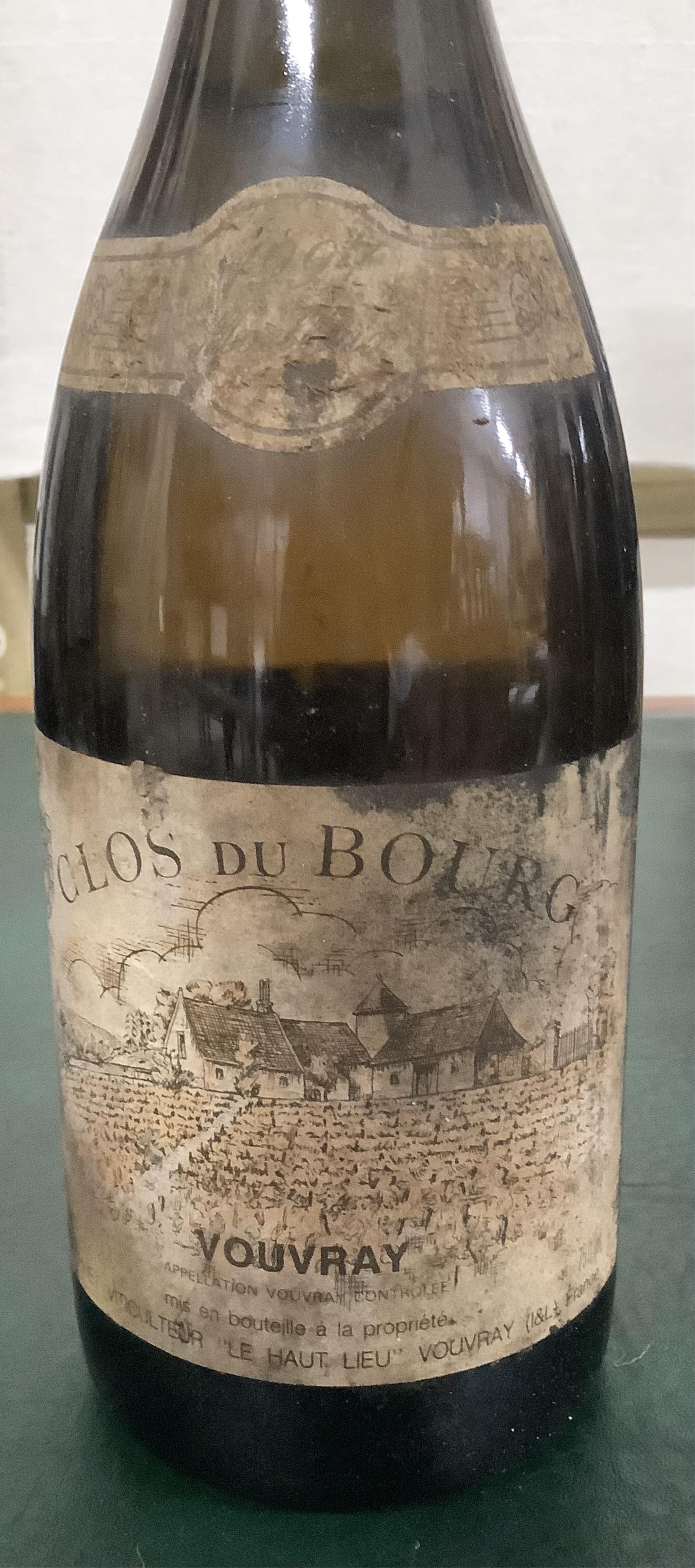 Nine bottles of Domaine Huet Vouvray Clos du Bourg 1997 and one other Le Mont (10). Condition - fair, from a local private cellar